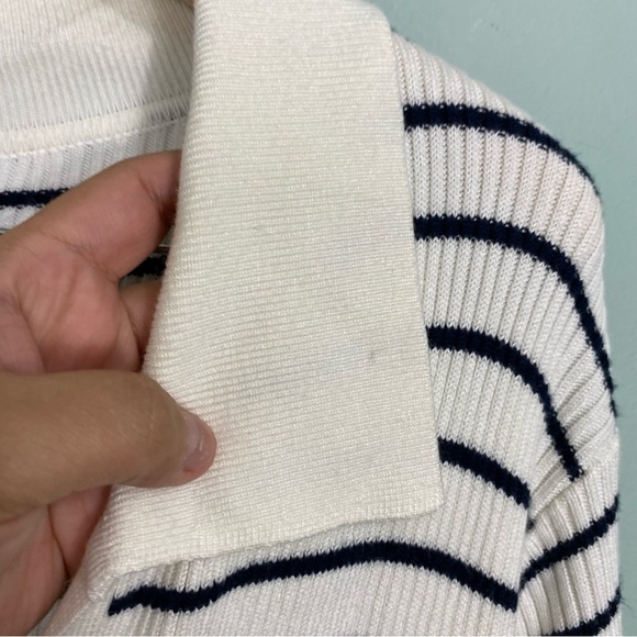 Abercrombie & Fitch Striped Blue White Collared Long Sleeve Midi Dress XL - Picture 6 of 9